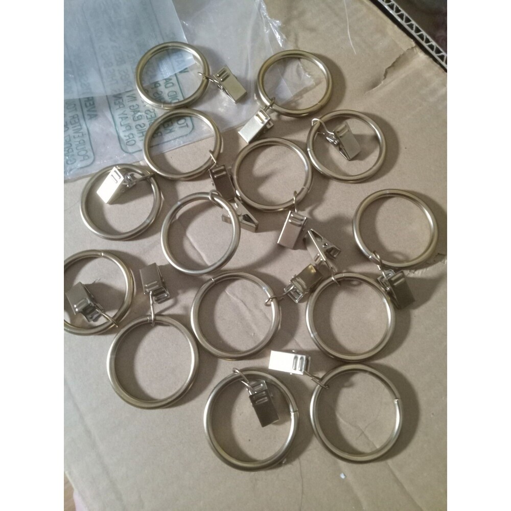 Ivilon Drapery Curtain Clip Rings for Panels 1.7", Set of 14 Warm Gold